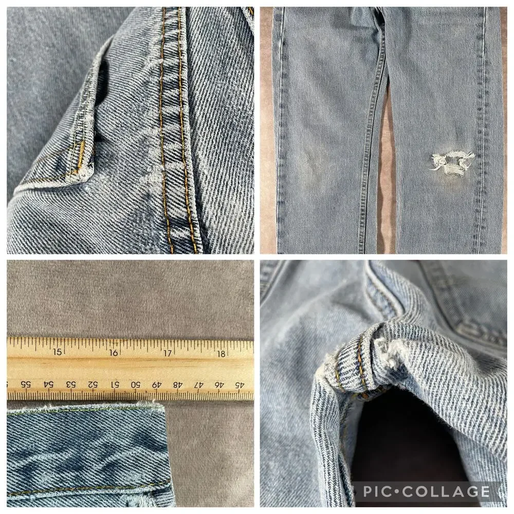 Levi’s 505 Light Wash Denim Jeans 33x27.5 Distress Straight